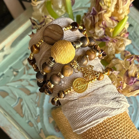 Tigers Eye charms adjustable bracelet protection and peace in - Picture 3 of 6